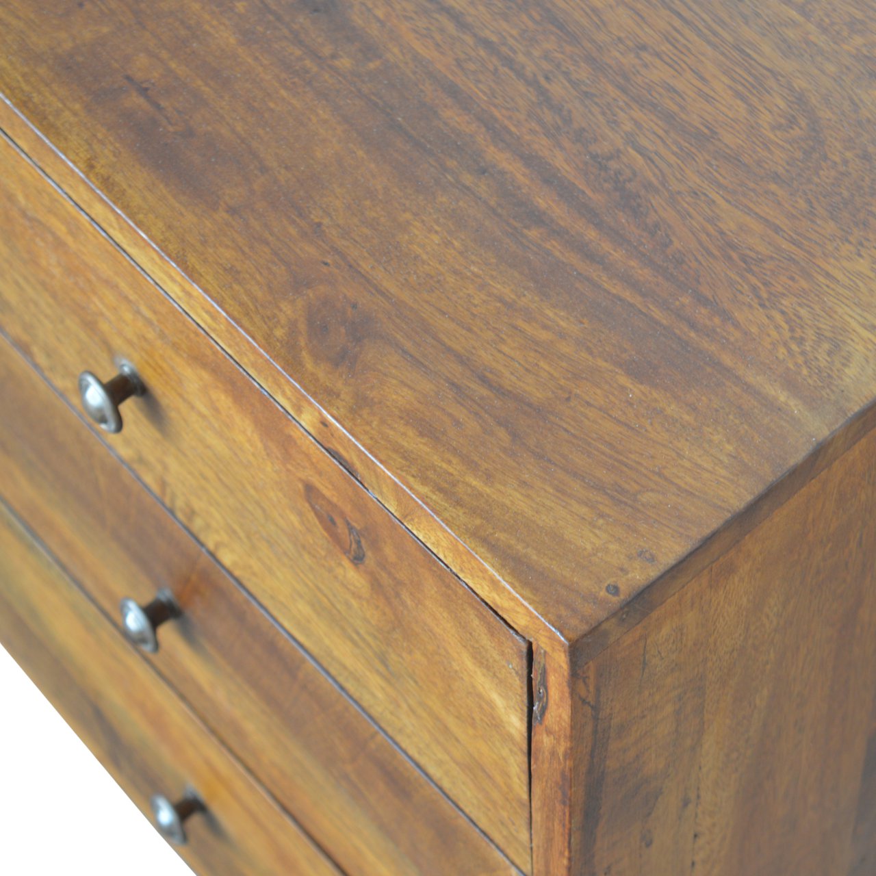 Solid Wood 3 Drawer Carved Chestnut Storage Cabinet