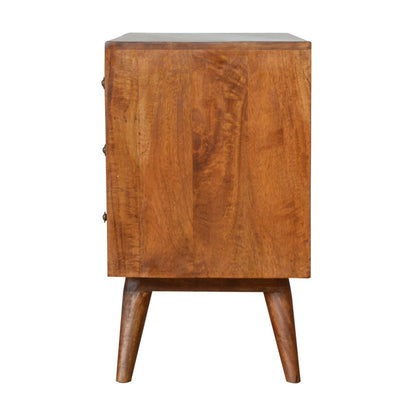 Solid Wood 3 Drawer Carved Chestnut Storage Cabinet
