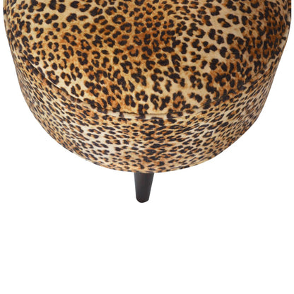 Solid Wood Leopard Print Footstool