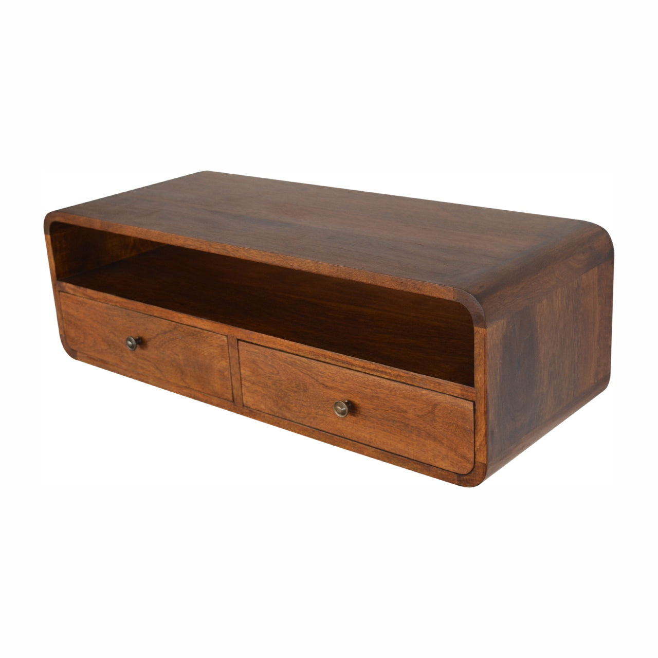 Solid Wood Wall Mounted 2 Drawer Console Table