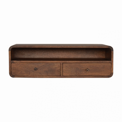 Solid Wood Wall Mounted 2 Drawer Console Table