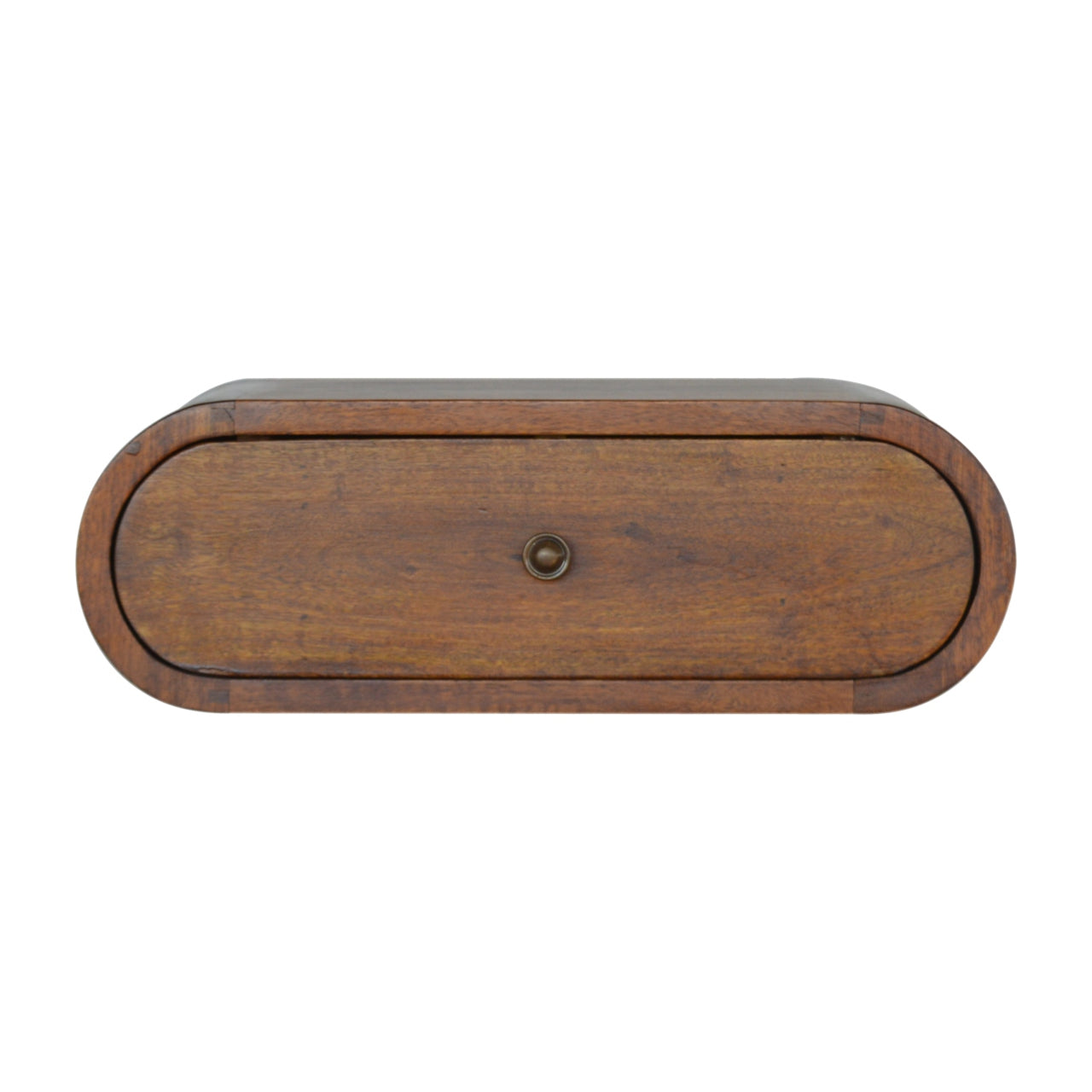 Solid Wood Curved Chestnut Floating Wall Mounted Bedside