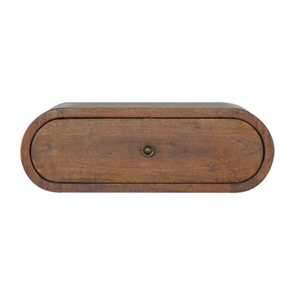 Solid Wood Curved Chestnut Floating Wall Mounted Bedside