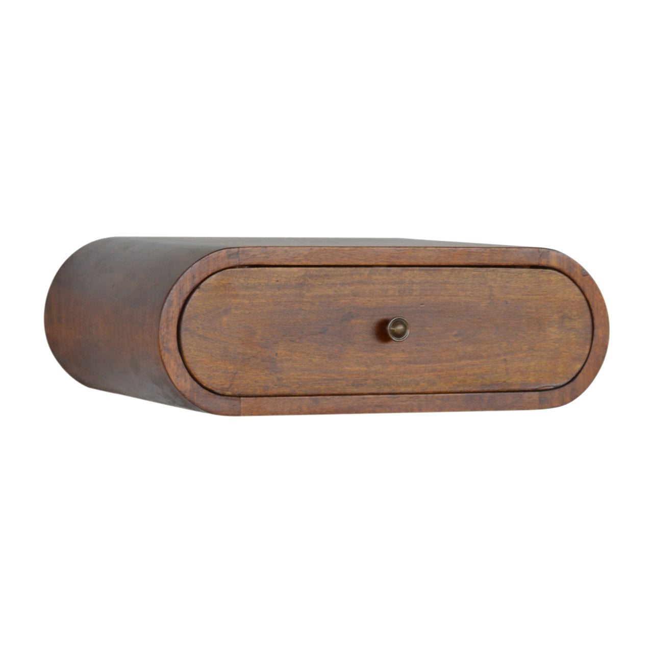 Solid Wood Curved Chestnut Floating Wall Mounted Bedside