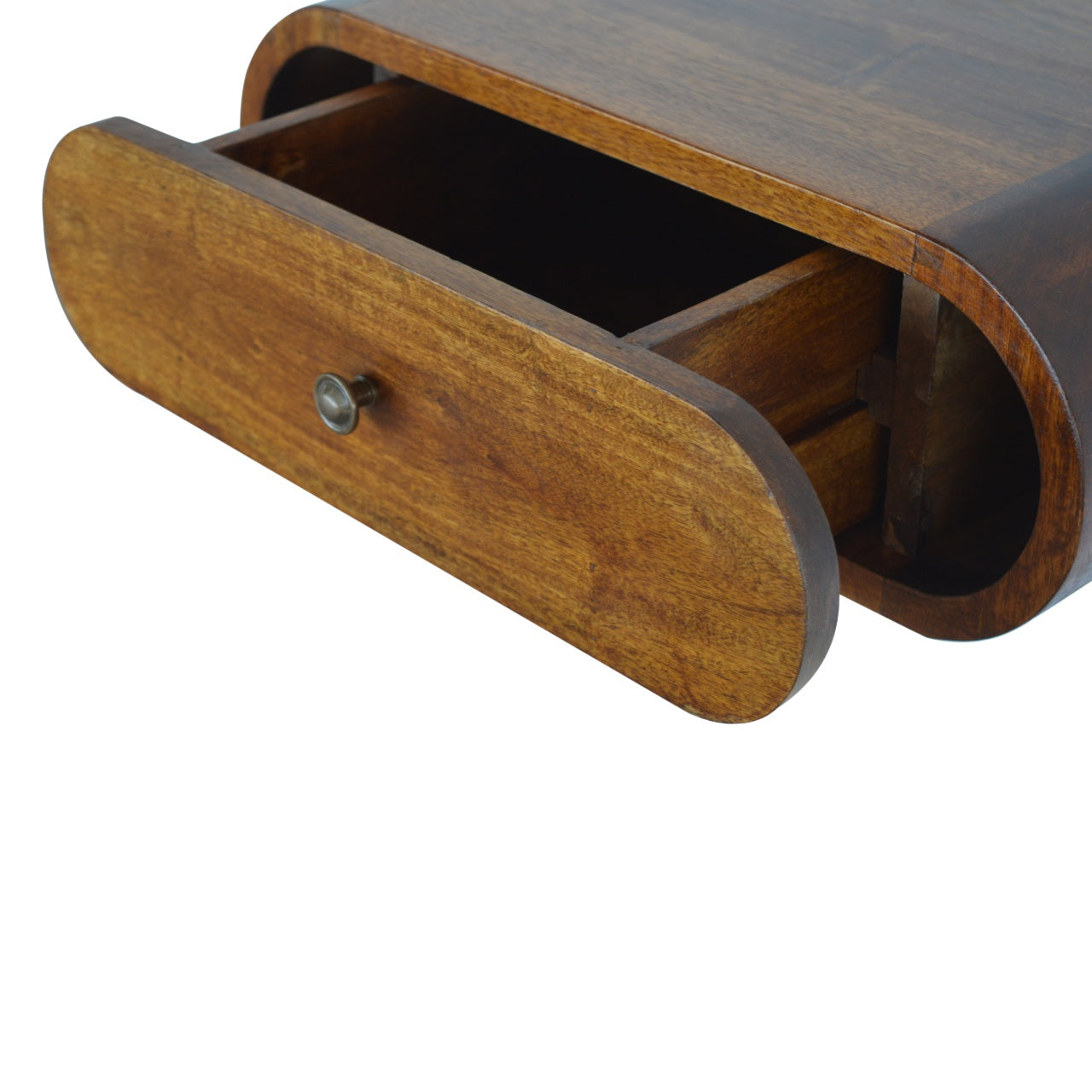 Solid Wood Curved Chestnut Floating Wall Mounted Bedside