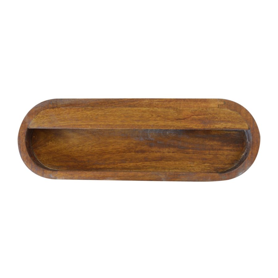 Solid Wood Curved Chestnut Floating Wall Mounted Bedside