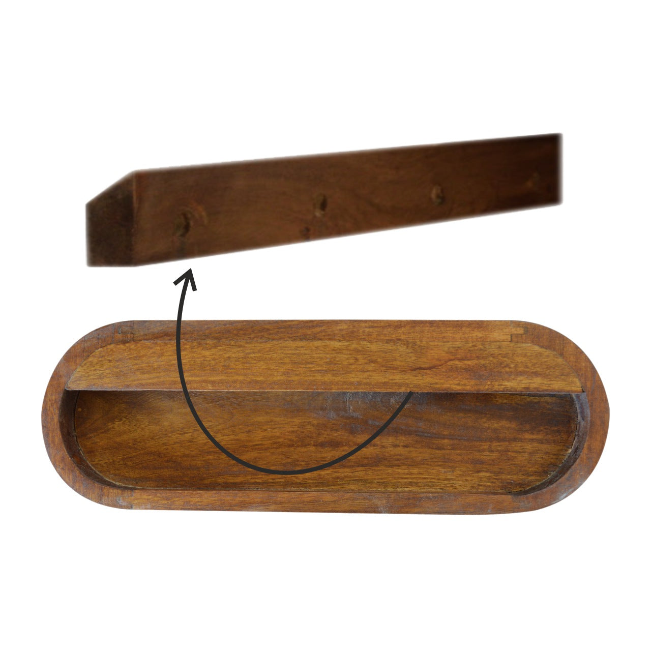 Solid Wood Curved Chestnut Floating Wall Mounted Bedside