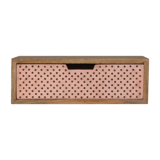 Solid Wood Wall Mounted Copper Bedside
