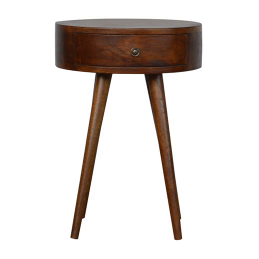 Solid Wood Nordic Chestnut Circular Shaped Bedside