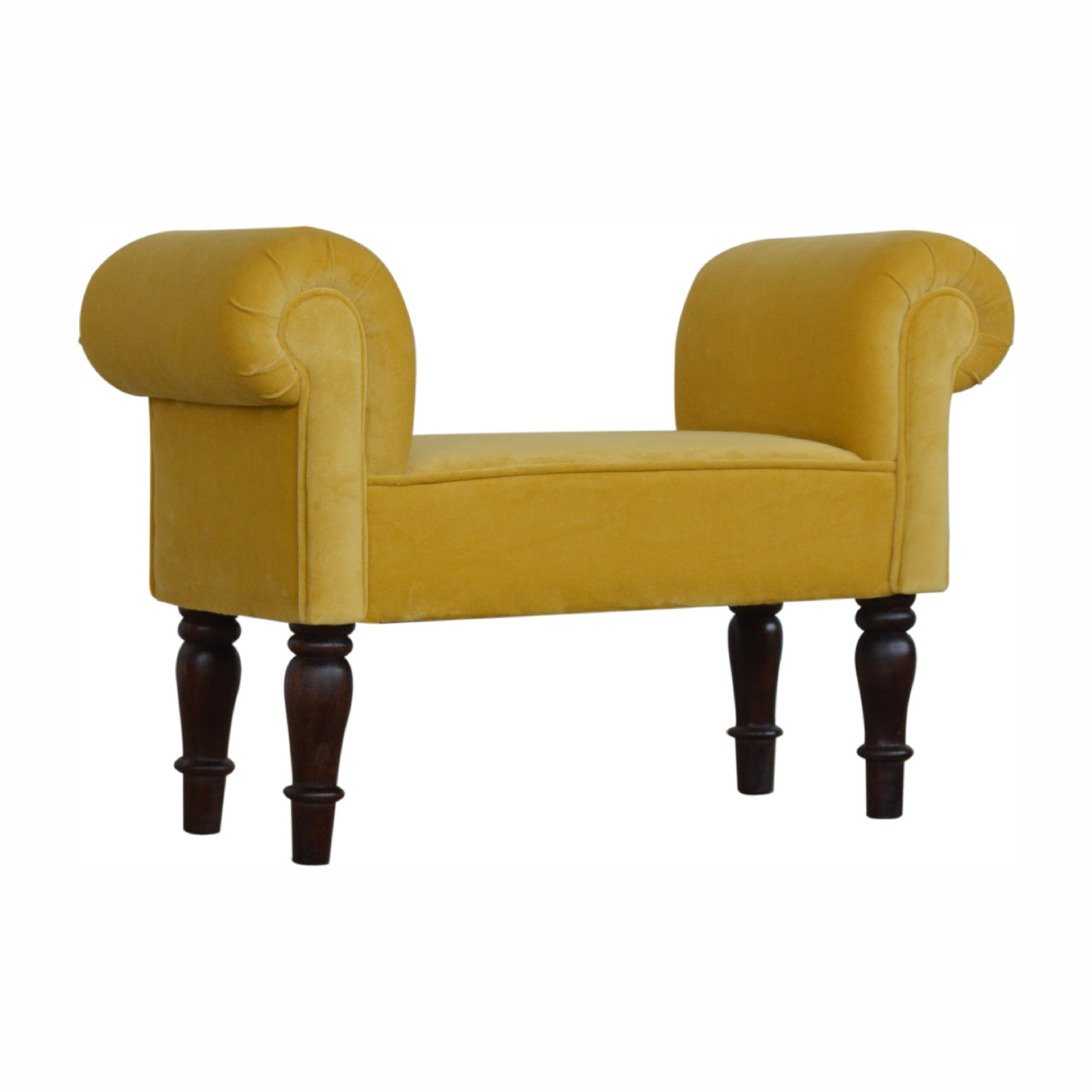 mini mustard velvet bench
