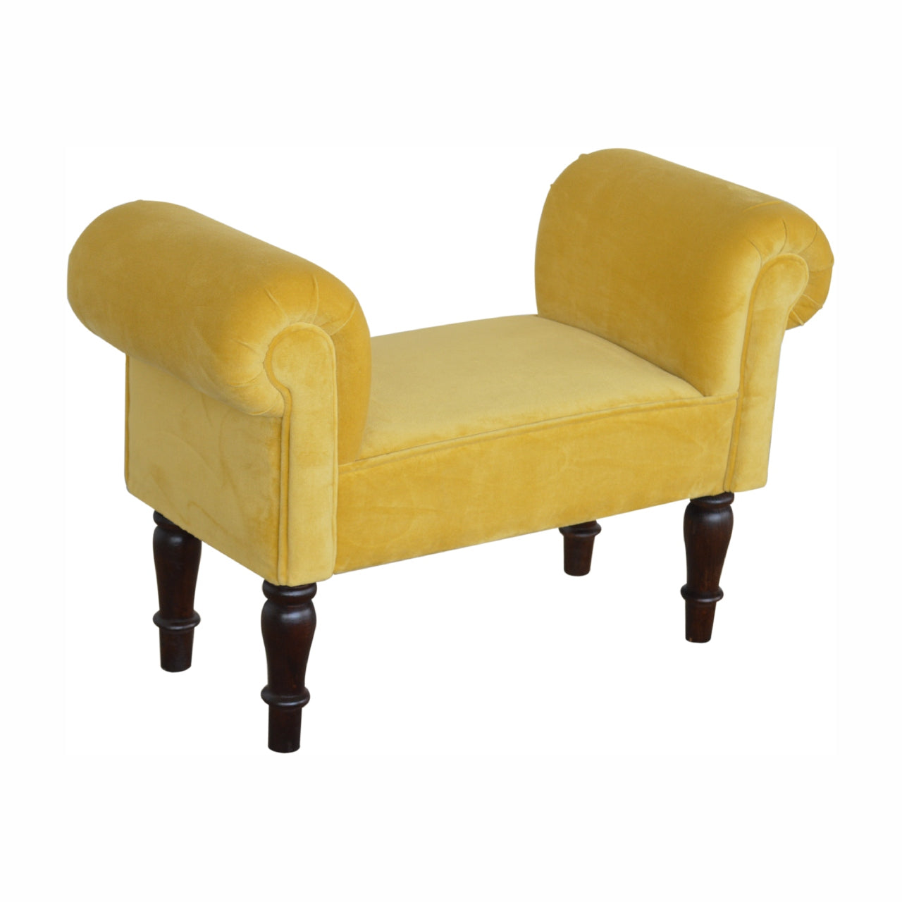 mini mustard velvet bench