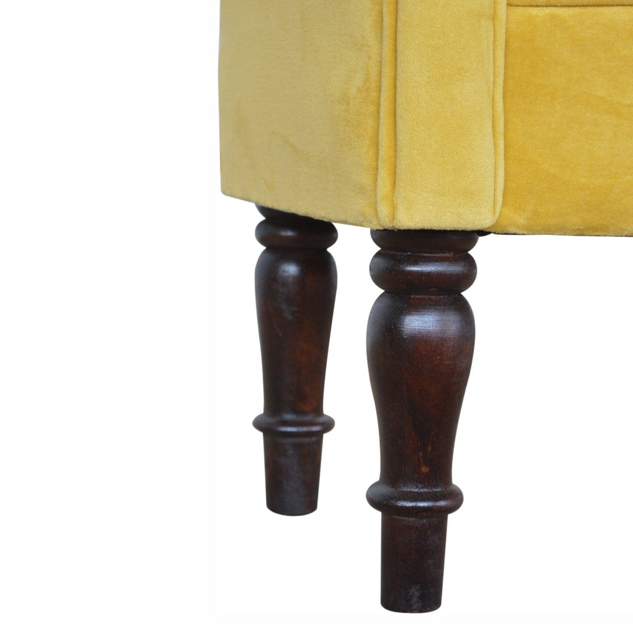 mini mustard velvet bench