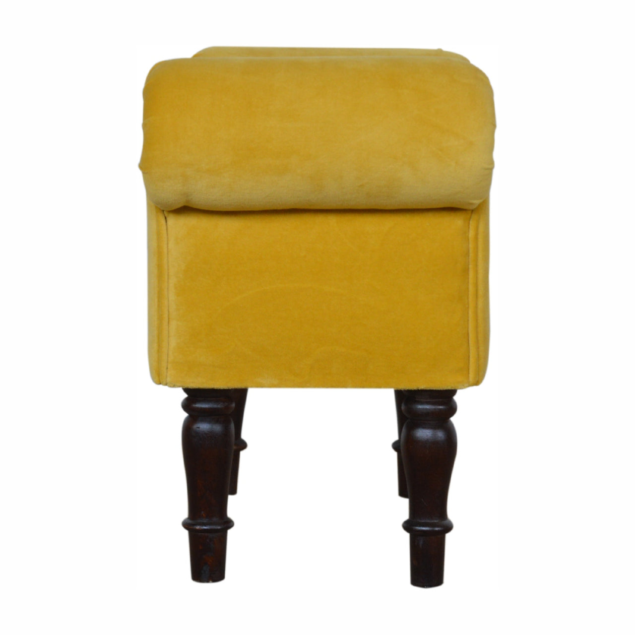 mini mustard velvet bench