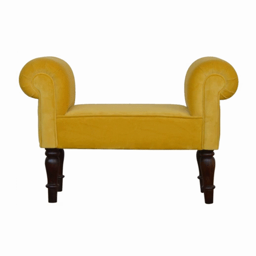 mini mustard velvet bench