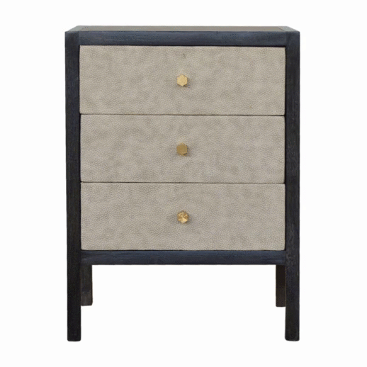 Solid Wood Faux Leather Bedside