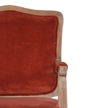 Solid Wood Brick Red Velvet French Style Chair