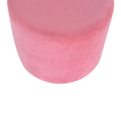 Solid Wood Large Pink Velvet Footstool with Gold Base