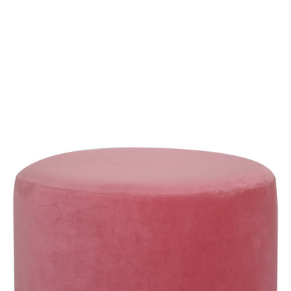 Solid Wood Large Pink Velvet Footstool with Gold Base