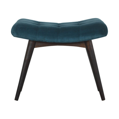 teal cotton velvet curved bench
