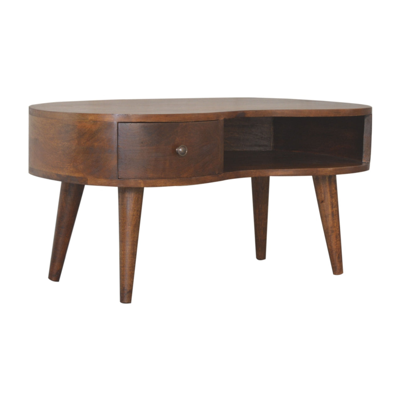 Solid Wood Curved Chestnut Coffee Table