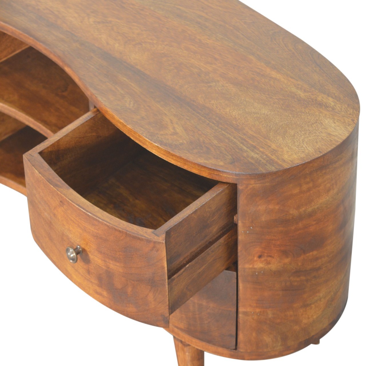 Solid Wood 4 Drawer Chestnut Curved TV Stand