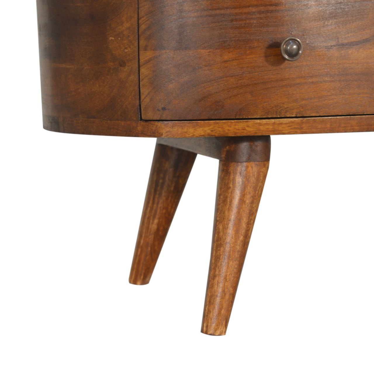 Solid Wood 4 Drawer Chestnut Curved TV Stand