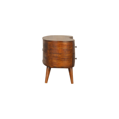 Solid Wood 4 Drawer Chestnut Curved TV Stand