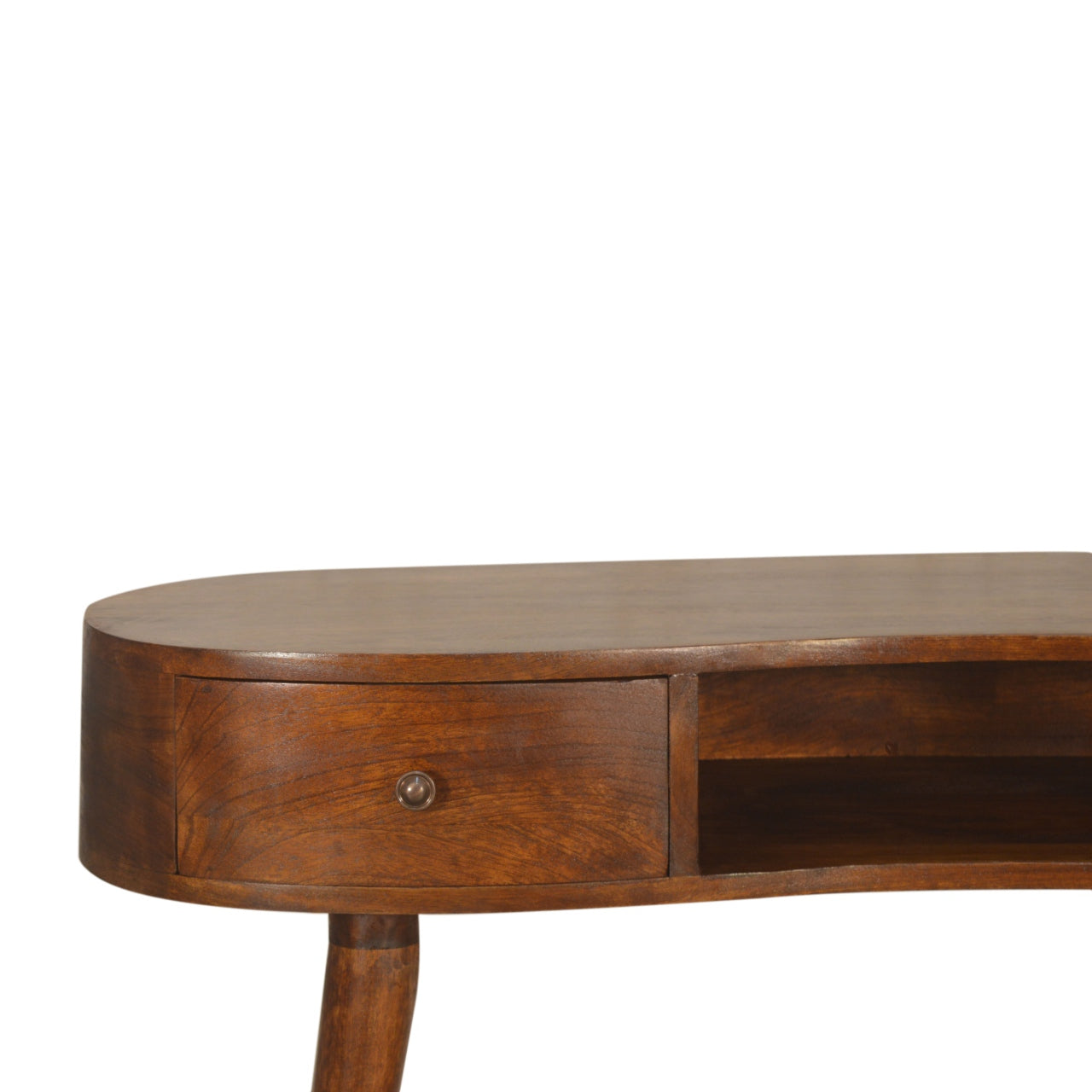 Solid Wood 2 Drawer Chestnut Curved Writing Desk