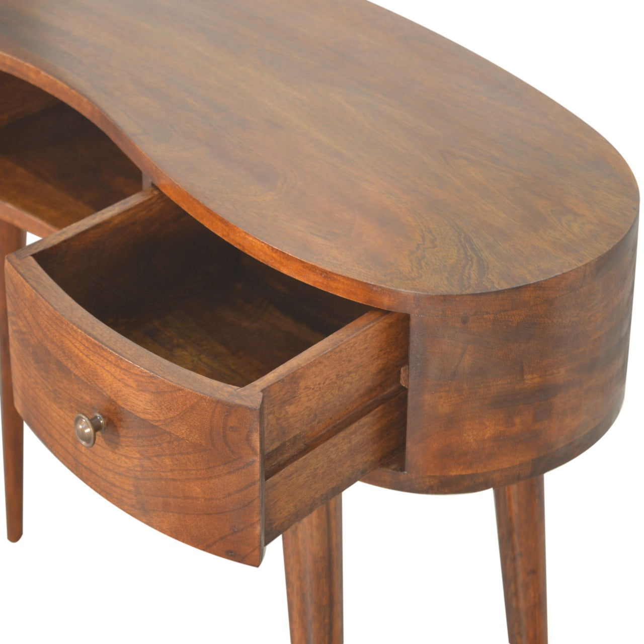 Solid Wood 2 Drawer Chestnut Curved Writing Desk