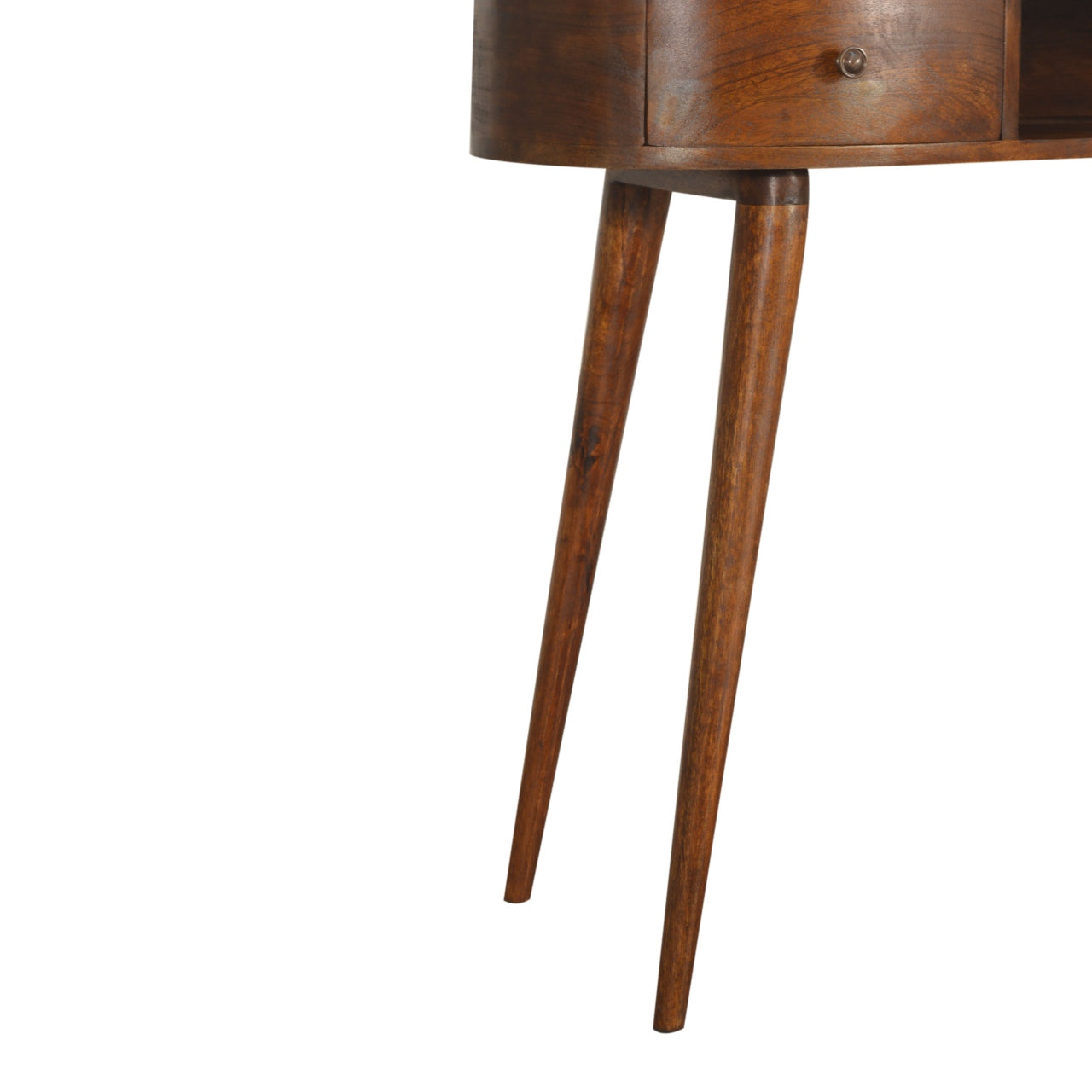 Solid Wood 2 Drawer Chestnut Curved Writing Desk