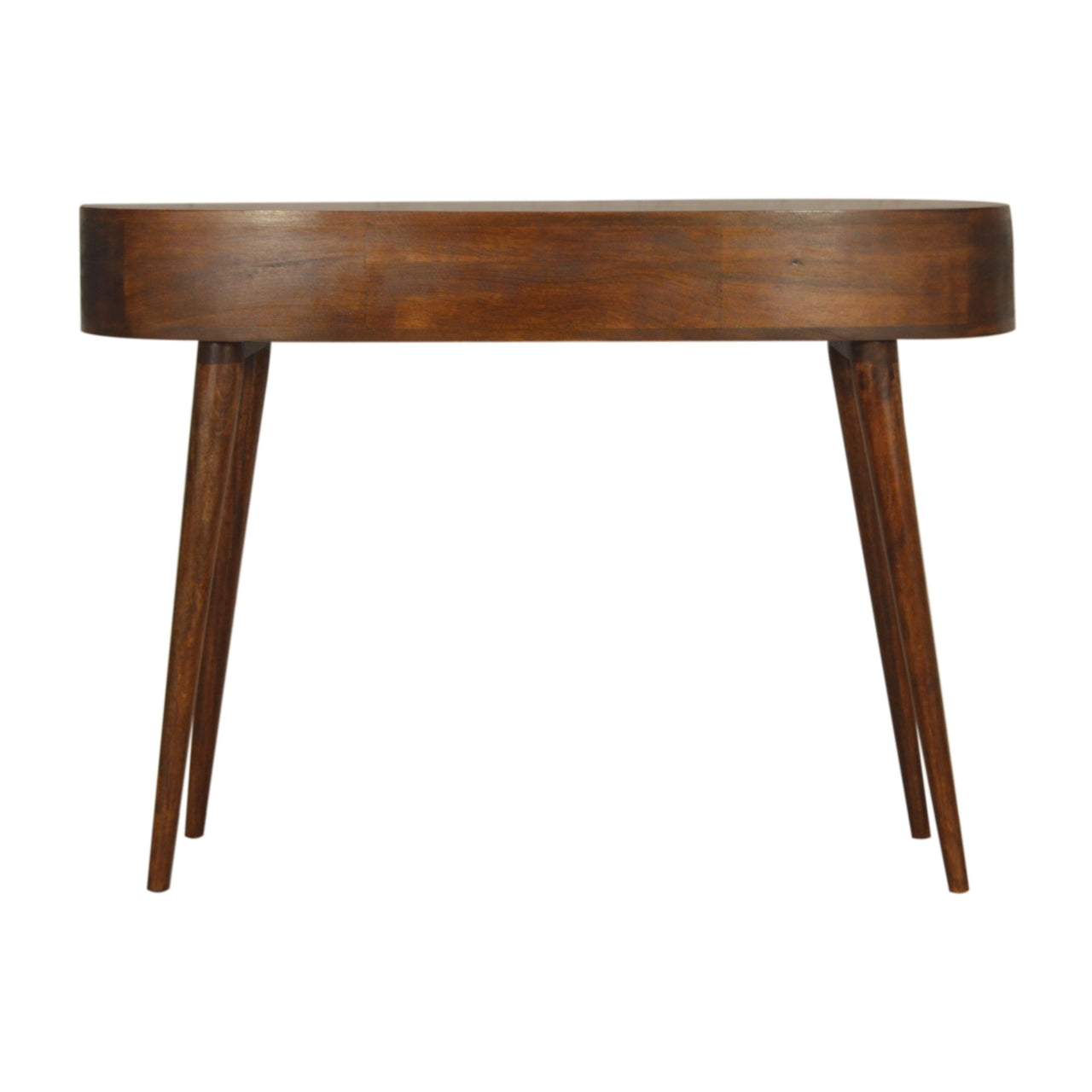 Solid Wood 2 Drawer Chestnut Curved Writing Desk
