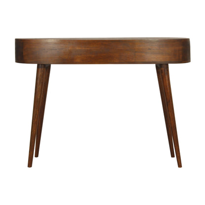 Solid Wood 2 Drawer Chestnut Curved Writing Desk