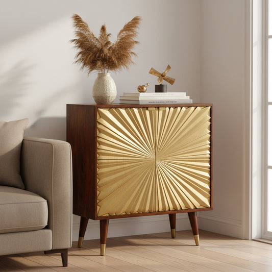 Solid Wood Manila Gold Cabinet