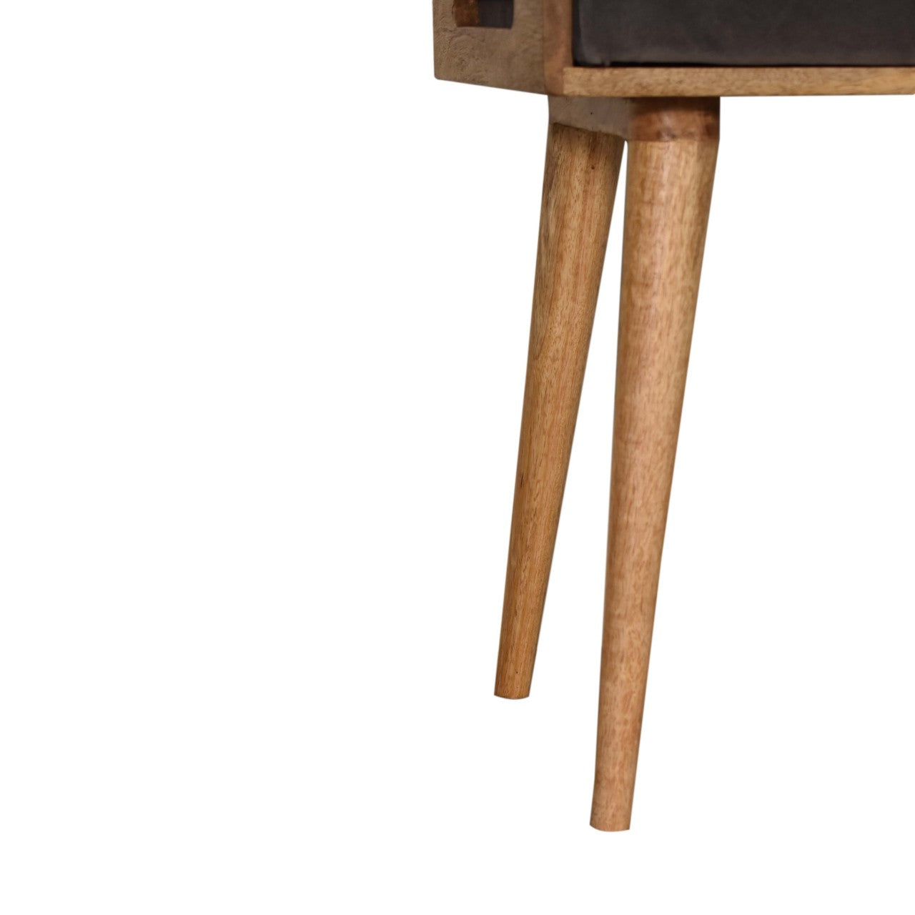 Solid Wood Grey Velvet Tray Style Grey Footstool