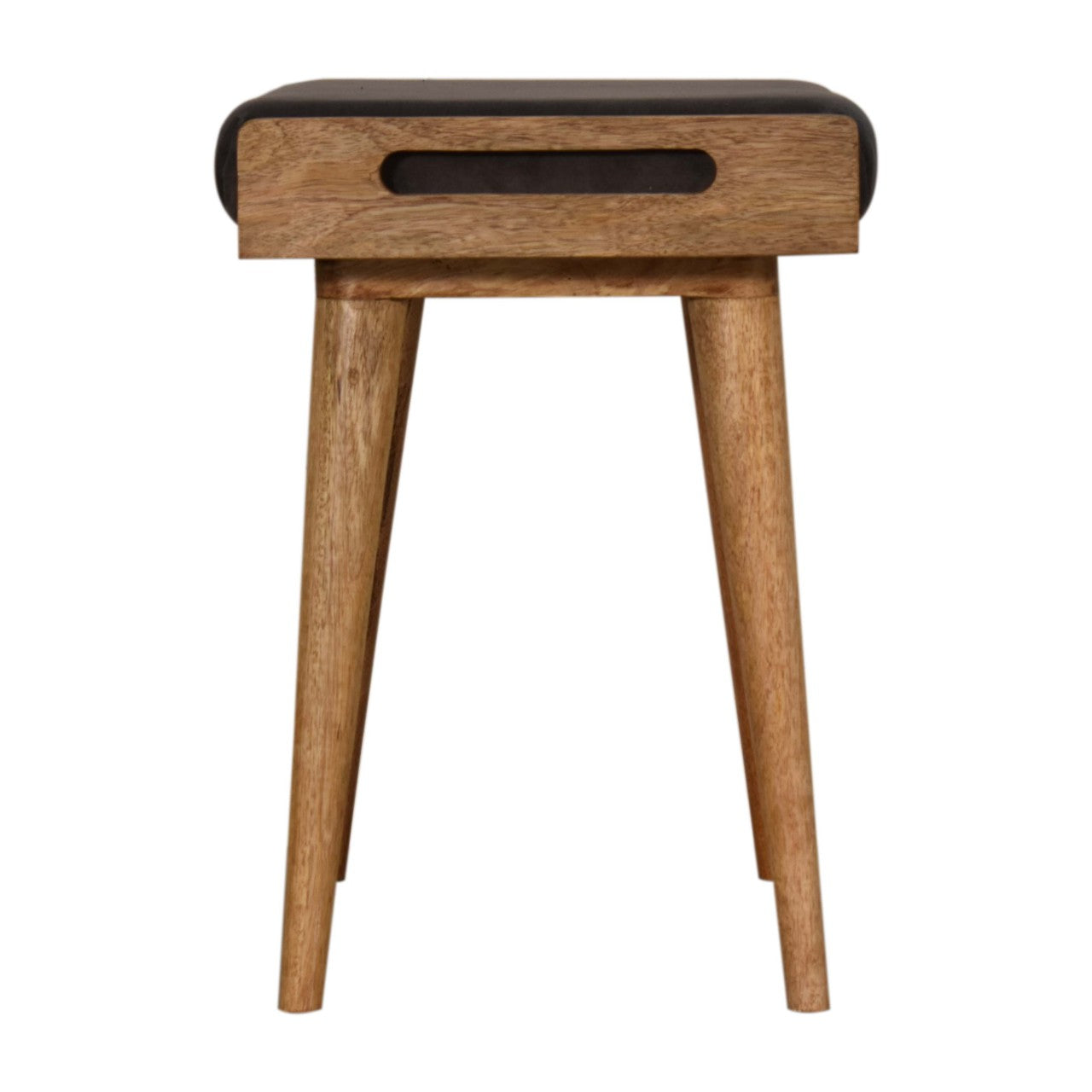 Solid Wood Grey Velvet Tray Style Grey Footstool