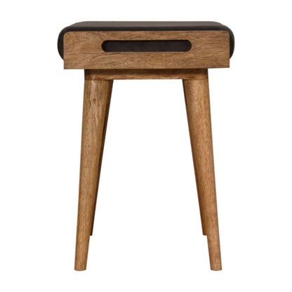 Solid Wood Grey Velvet Tray Style Grey Footstool