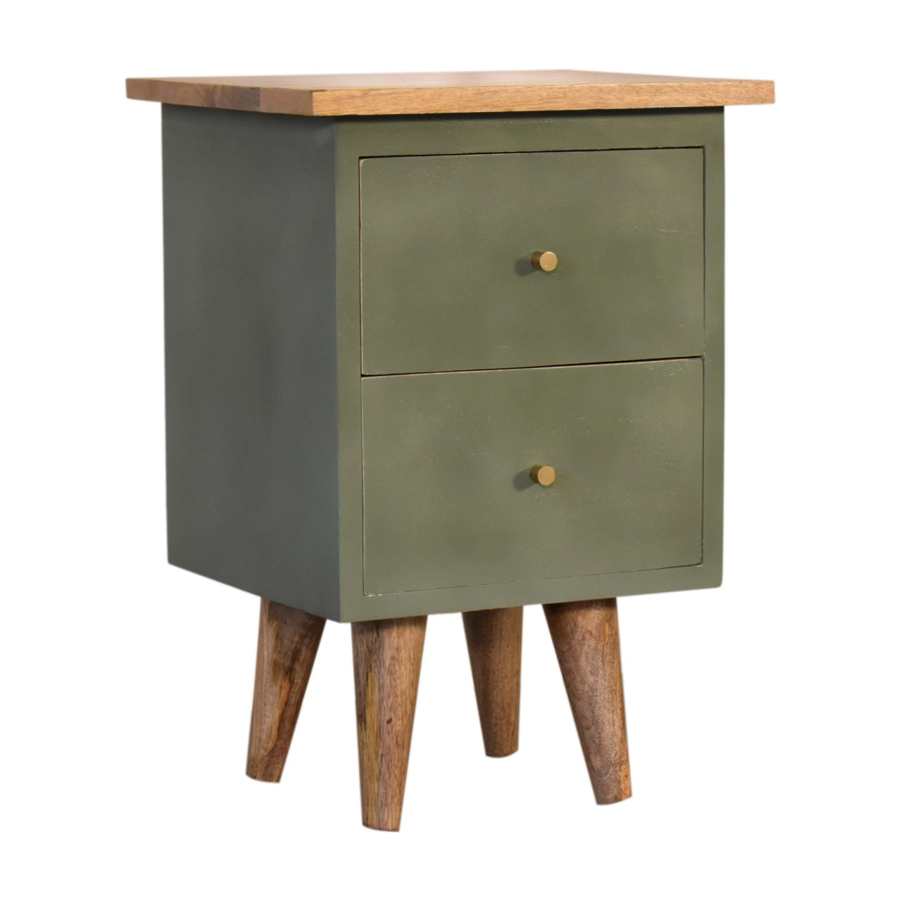 Solid Wood Olive Hand Painted Bedside