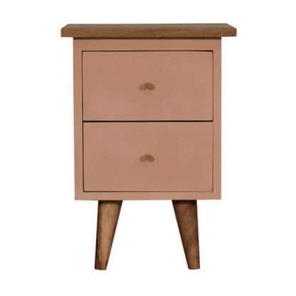 Solid Wood Blush Pink Hand Painted Bedside
