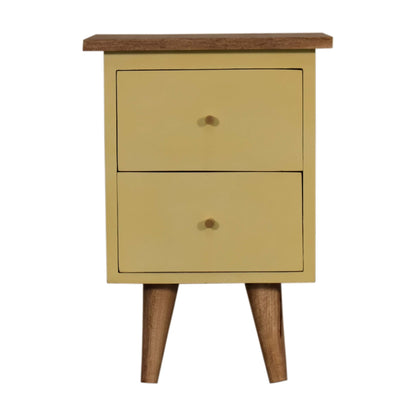 Solid Wood Yellow Hand Painted Bedside