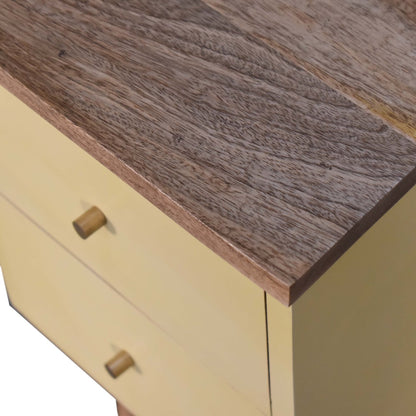 Solid Wood Yellow Hand Painted Bedside
