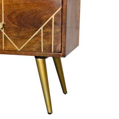 This chestnut gold inlay abstract sideboard is perfect for adding a touch of luxury to your bedroom. The solid wood construction and stylish finish make it a great choice for anyone looking for a high quality piece of furniture, while the abstract design adds a touch of glamour that will really stand out. And with plenty of storage space on offer, this sideboard is ideal for keeping your bedroom organized and tidy.