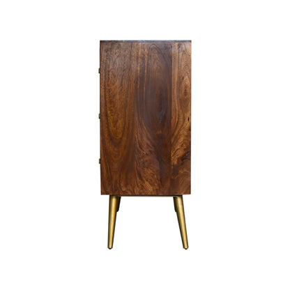 This chestnut gold inlay abstract sideboard is perfect for adding a touch of luxury to your bedroom. The solid wood construction and stylish finish make it a great choice for anyone looking for a high quality piece of furniture, while the abstract design adds a touch of glamour that will really stand out. And with plenty of storage space on offer, this sideboard is ideal for keeping your bedroom organized and tidy.