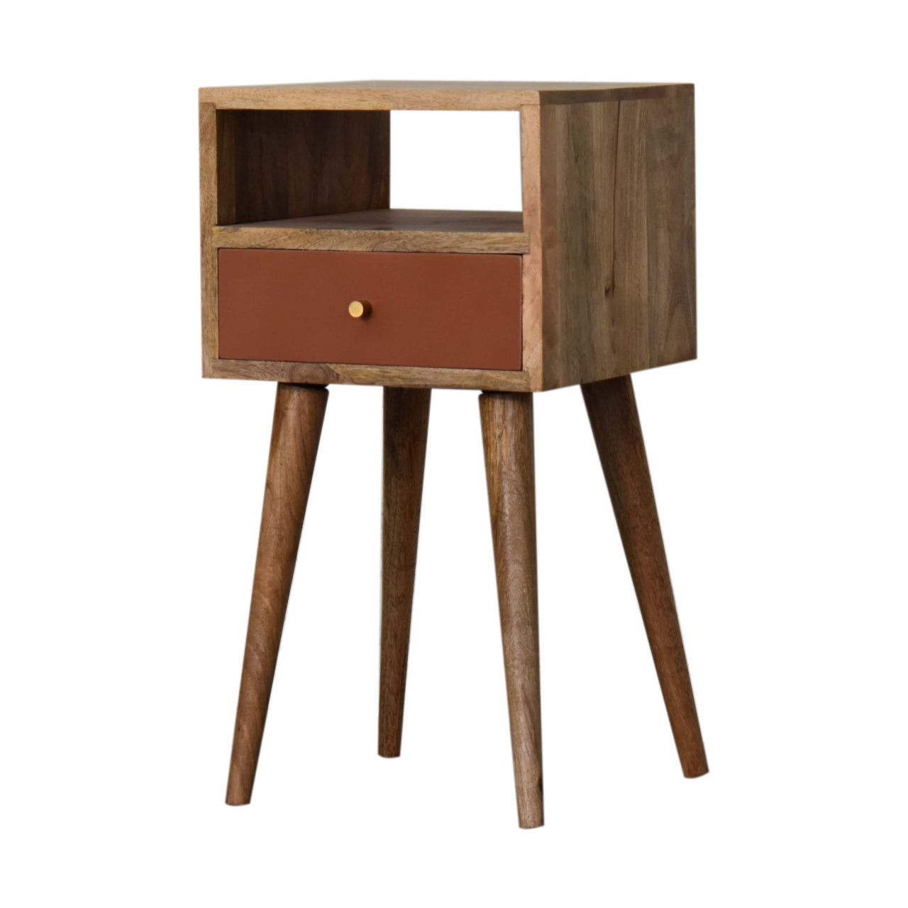 mini brick red hand painted bedside