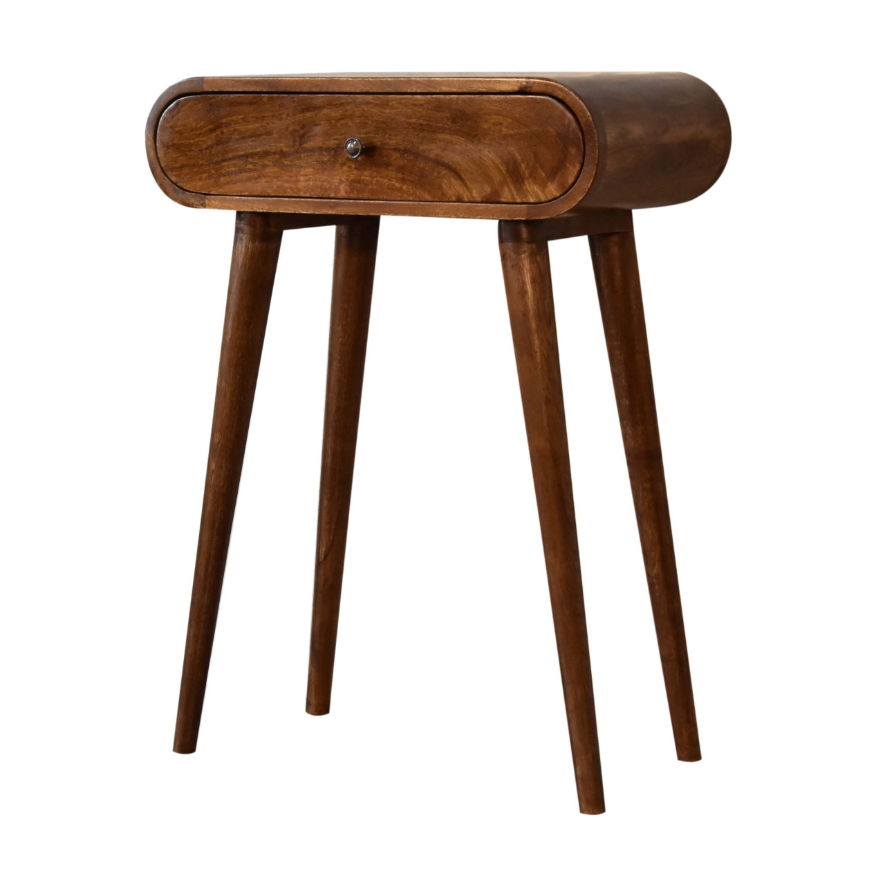 mini curved chestnut console table