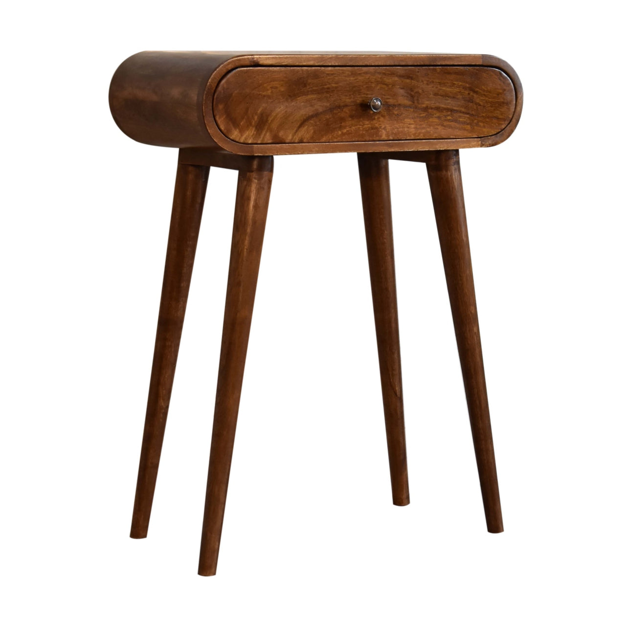 mini curved chestnut console table