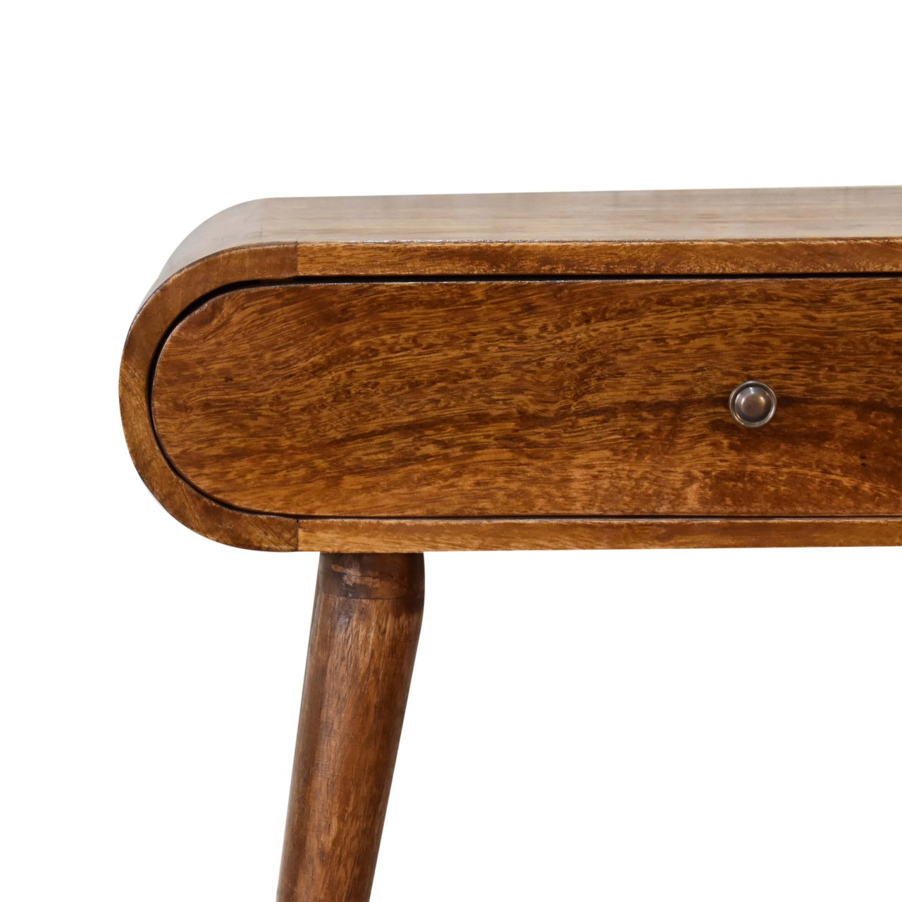 mini curved chestnut console table