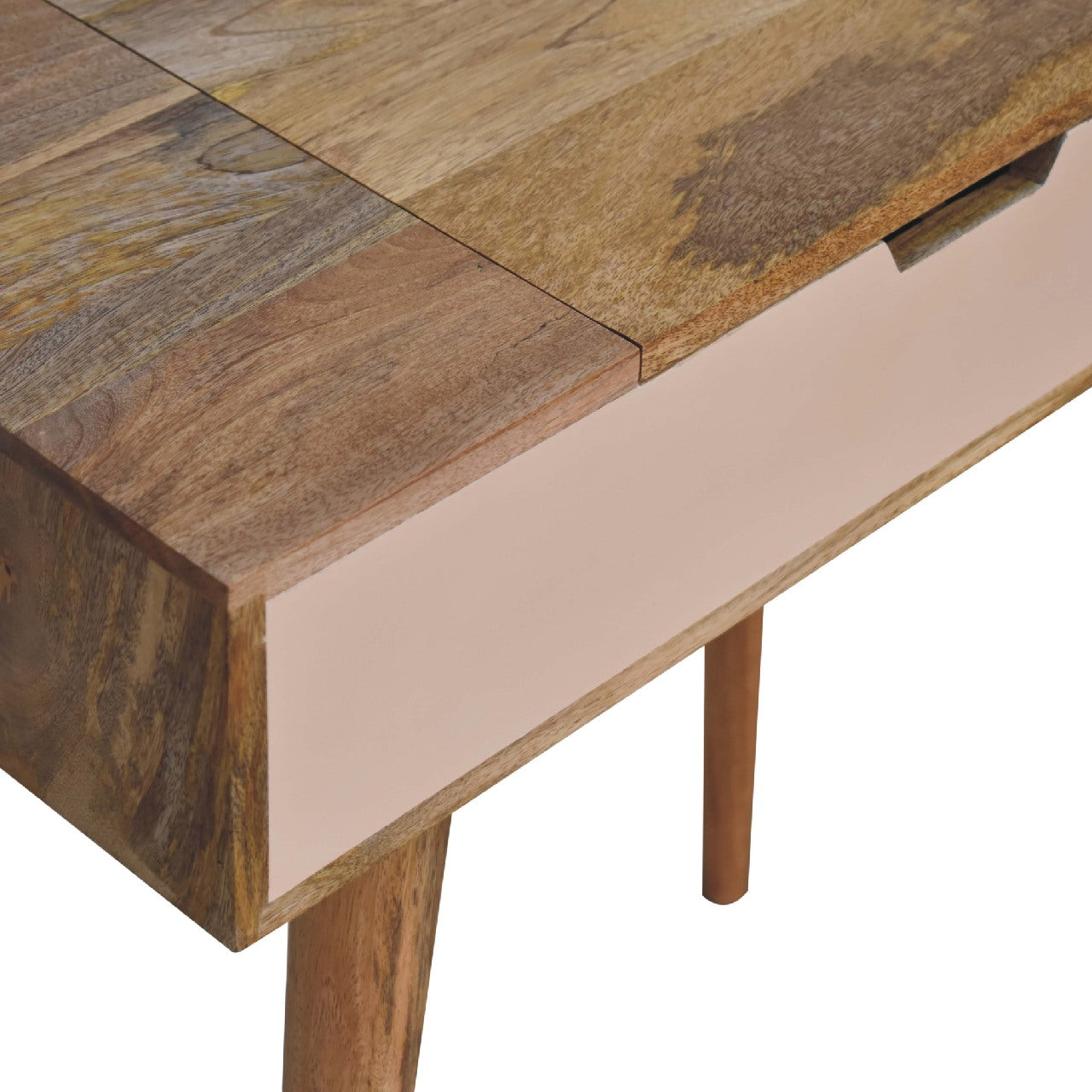mini blush pink dressing table with foldable mirror