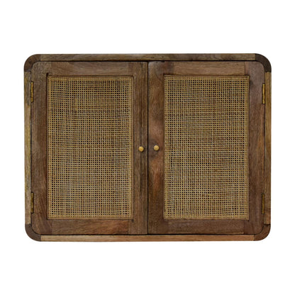 grey washed wall mounted woven cabinet
