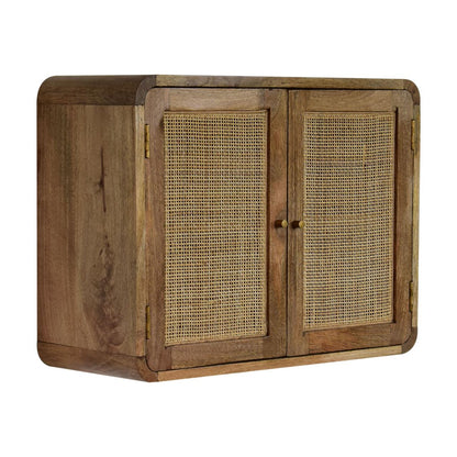 grey washed wall mounted woven cabinet