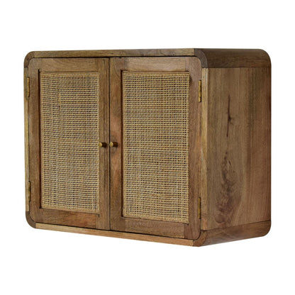 grey washed wall mounted woven cabinet